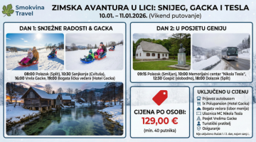 Zimska Lika 2026: Sanjkanje, Gacka i Tesla – Vikend iz snova!
