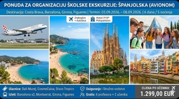 ŠKOLSKA EKSKURZIJA ŠPANJOLSKA AVIONOM i BUSOM 2026