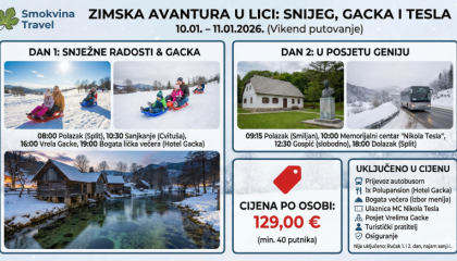 Zimska Lika 2026: Sanjkanje, Gacka i Tesla – Vikend iz snova!